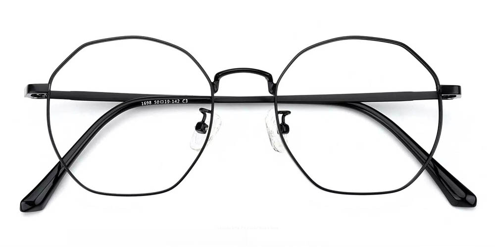 Downey Black Prescription Glasses Front