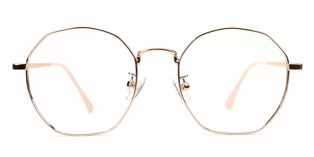 Downey Gold Prescription Glasses Face