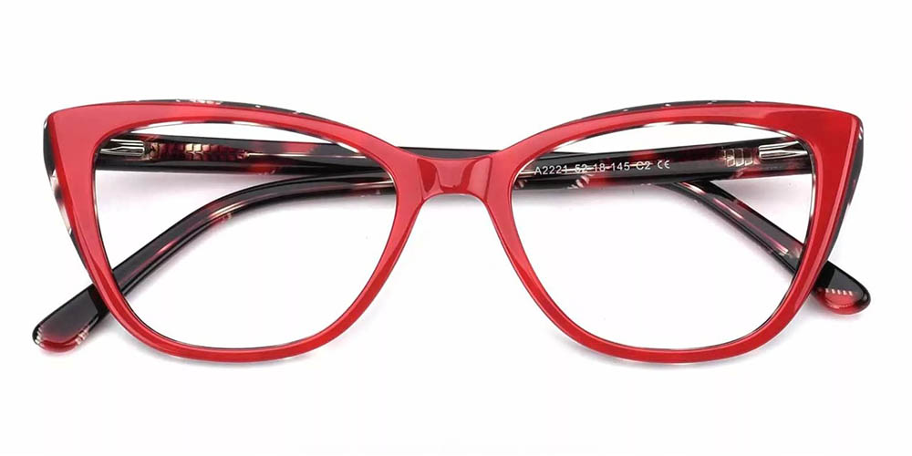 Cambridge Red Prescription Glasses Front