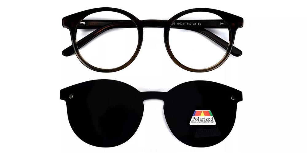 Newhall Brown Clip On Sunglasses Front