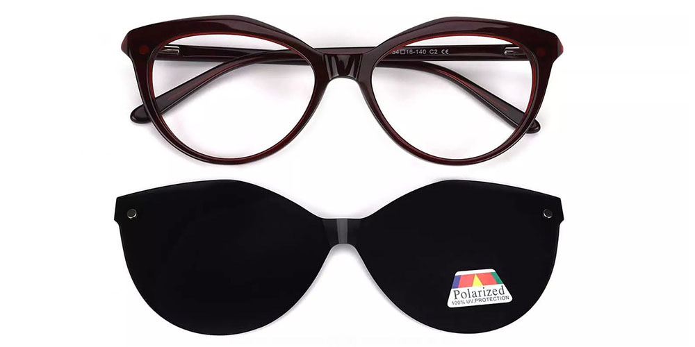 Provo Brown Clip On Sunglasses Front