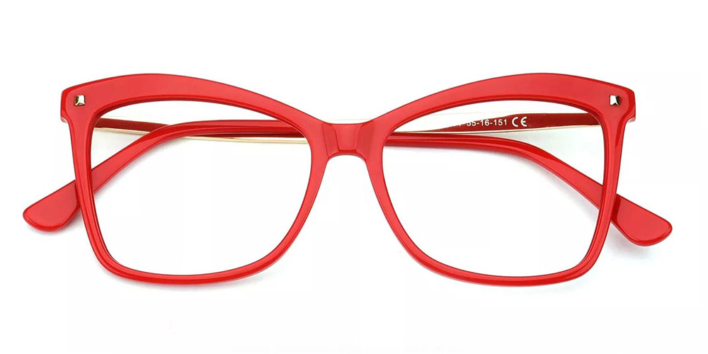 Visalia Red Prescription Glasses Front
