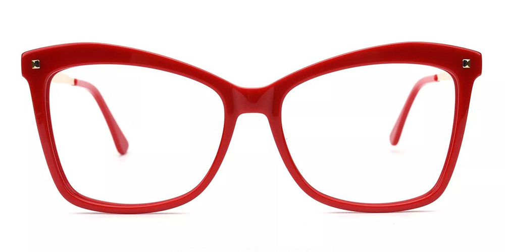 Visalia Red Prescription Glasses Face
