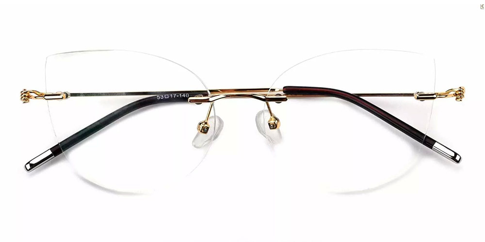 Kileen Gold Rimless Prescription Glasses Front