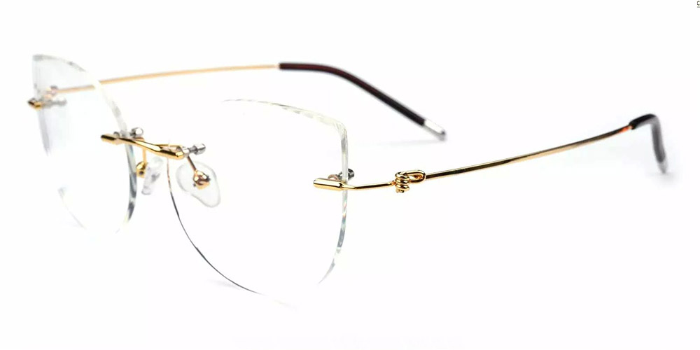 Kileen Gold Rimless Prescription Glasses Side