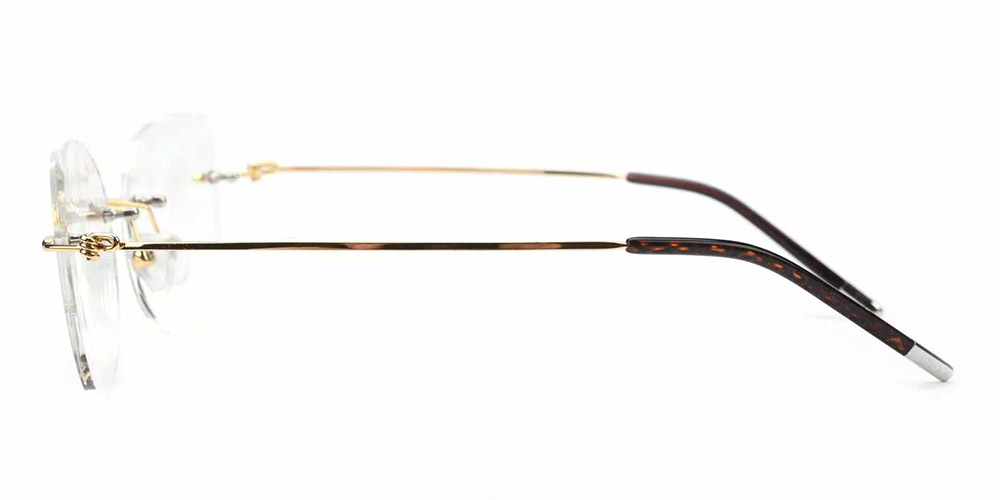 Kileen Gold Rimless Prescription Glasses Leg