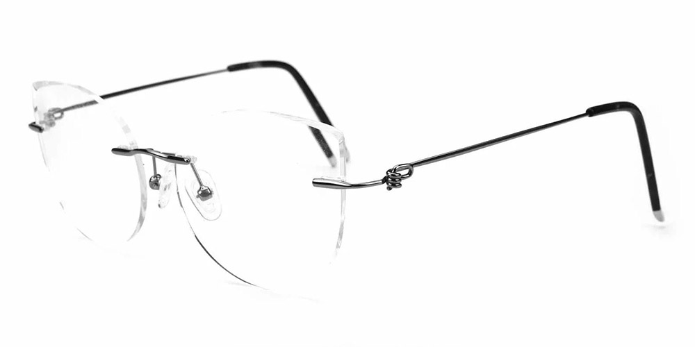 Kileen Gray Rimless Prescription Glasses Side
