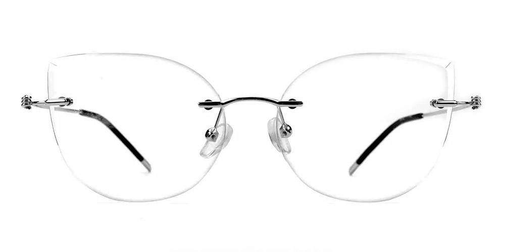Kileen Gray Rimless Prescription Glasses Face