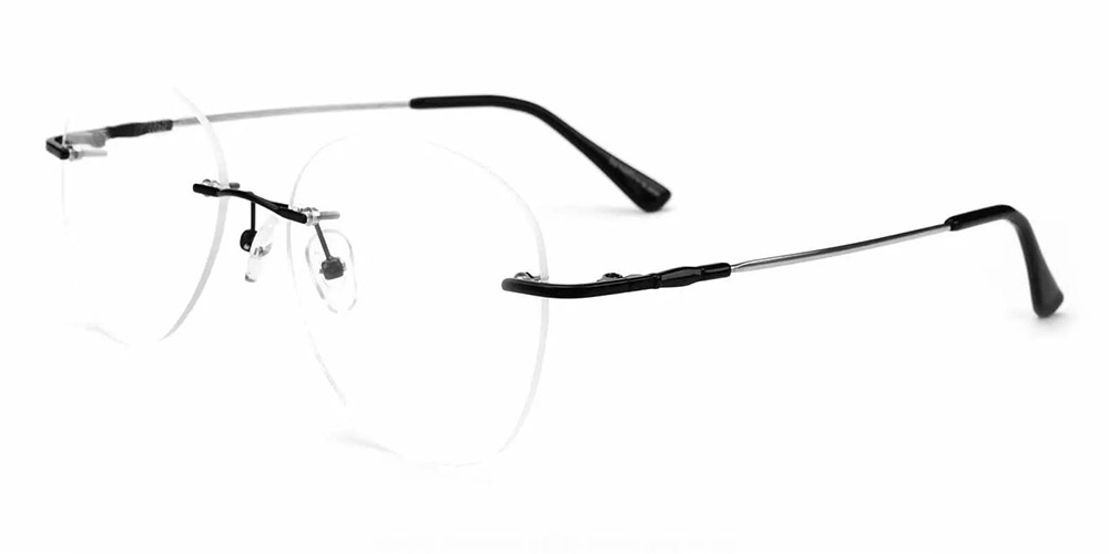 Bellevue Black Rimless Prescription Glasses Side
