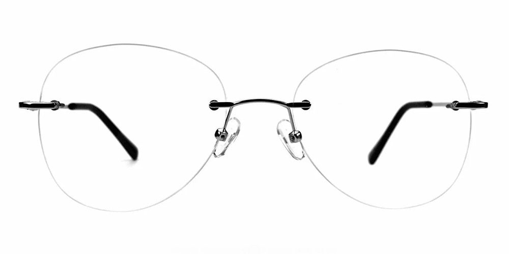 Bellevue Black Rimless Prescription Glasses Face