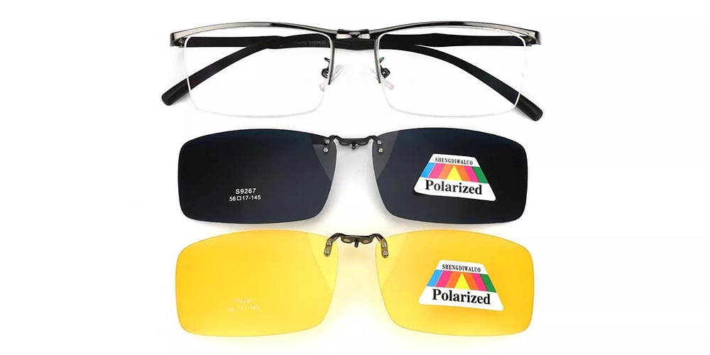 Arvada Gray Clip On Sunglasses Front