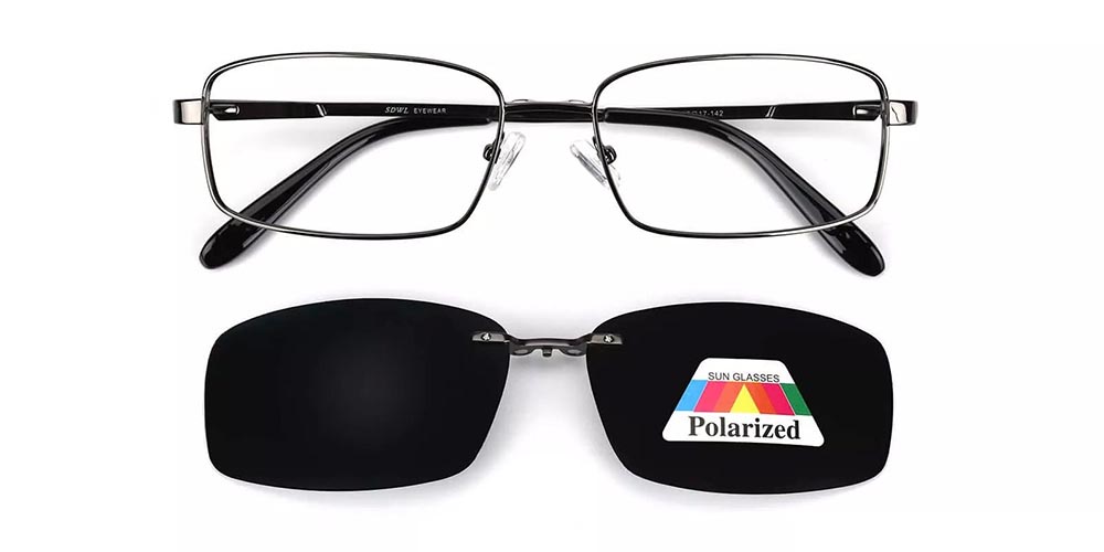 Allentown Gray Clip On Sunglasses Front