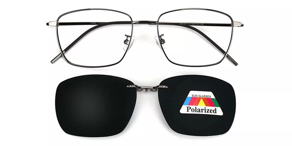 Pearland Gray Clip On Sunglasses Front